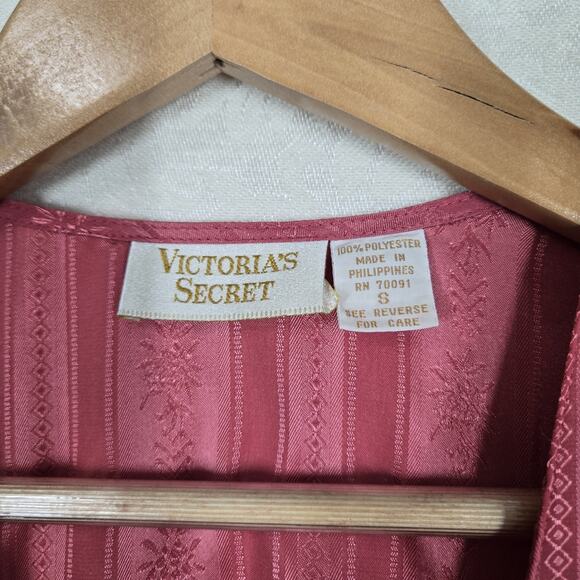 VTG Victoria's Secret Gold Label Cropped Top S Pink Coral Button Front Flare Slv - Picture 8 of 12